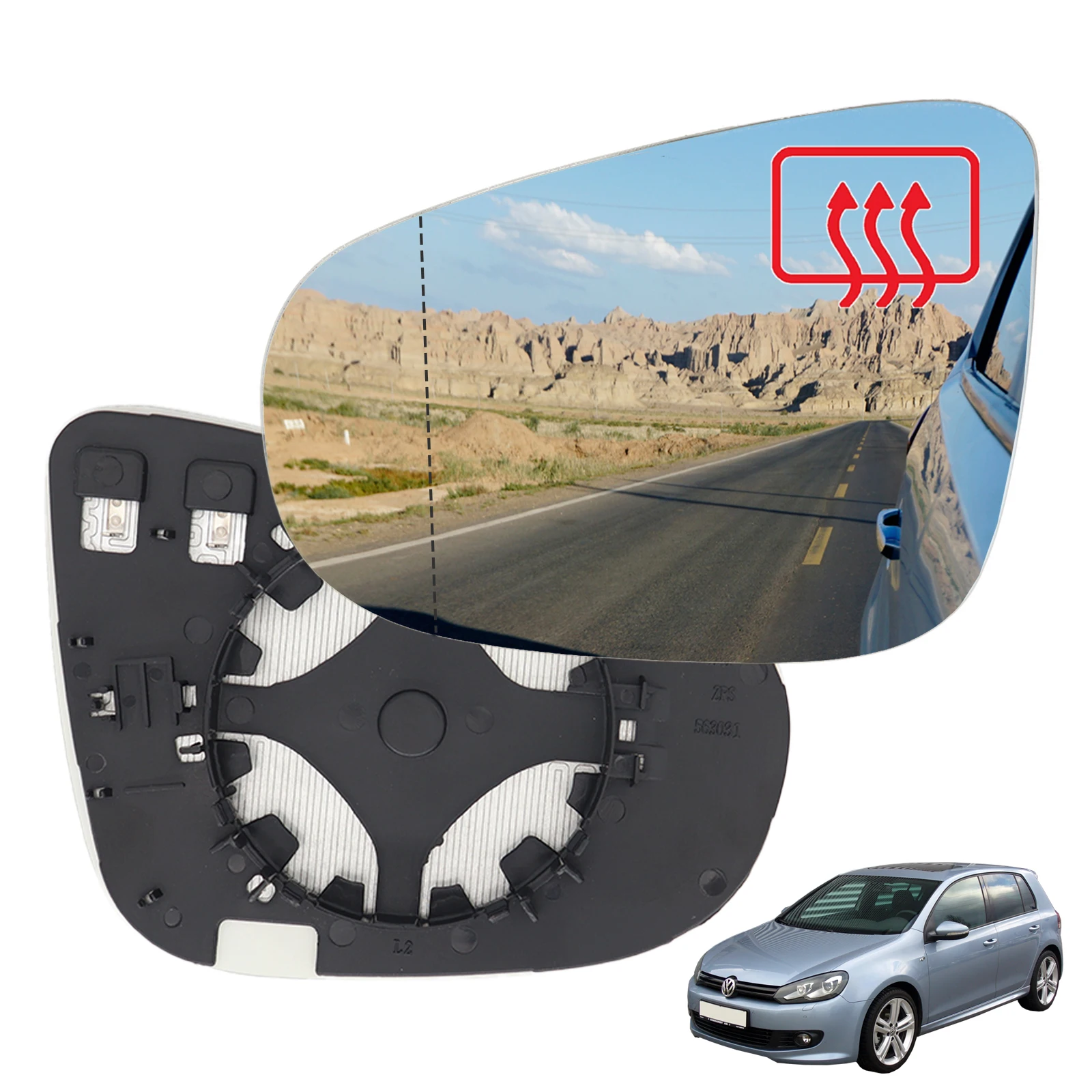 

Зеркало заднего вида со стеклянными боковыми крыльями, выпуклая внешняя деталь с подогревом крыла для VW Golf 6 MK6 2009-2012 хэтчбек