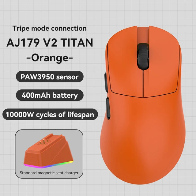Ajazz aj179 apex/titan mouse para jogos sem fio paw3950 42000dpi