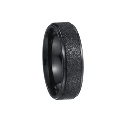 Elegant Silver and Rose Gold Frosted Stainless Steel Wedding Band - 8 (6mm black)