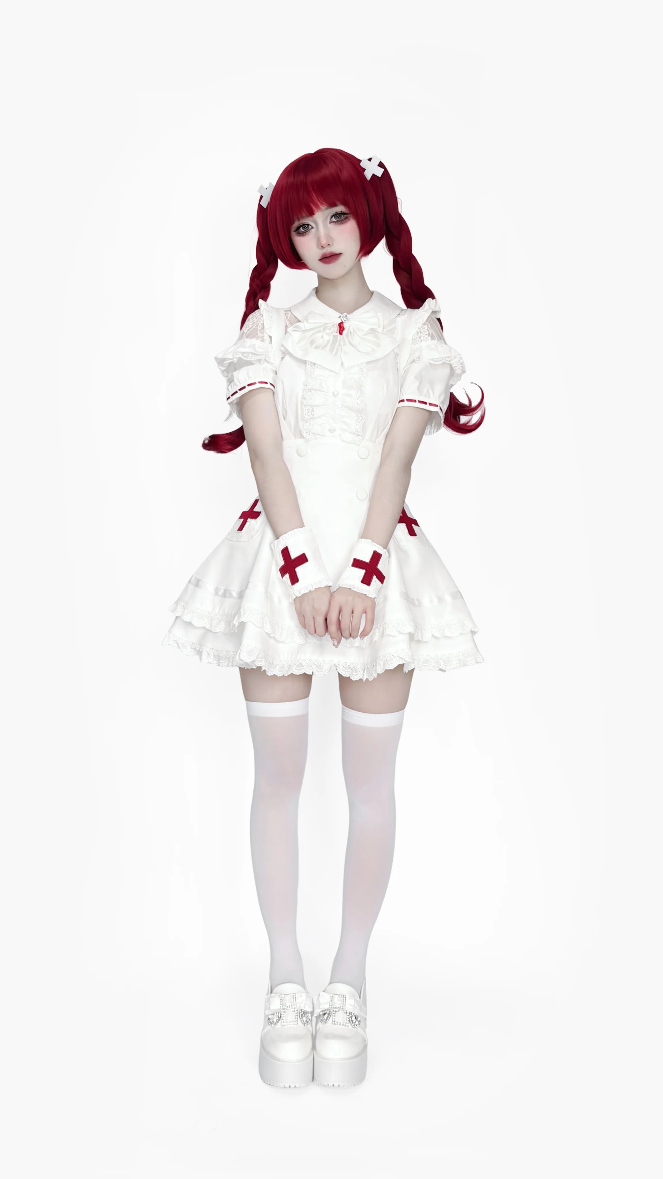 Women's White Gothic Lolita Two-Piece Set