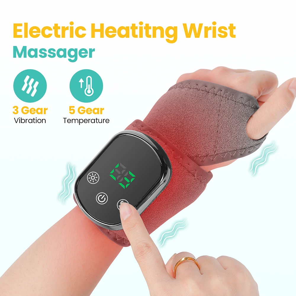 Electric Heating Wrist Massager Wrist Brace Protector Wrap Vibration Massage Relieves Tenosynovitis Carpal Tunnel Fatigue Relief