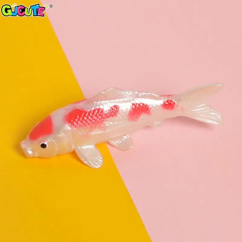 Doll House Miniature Carp Model Toy Simulation Koi Goldfish Fish Tank Fishing Net Rod Decor Doll Accessories Kids Play House Toy 5