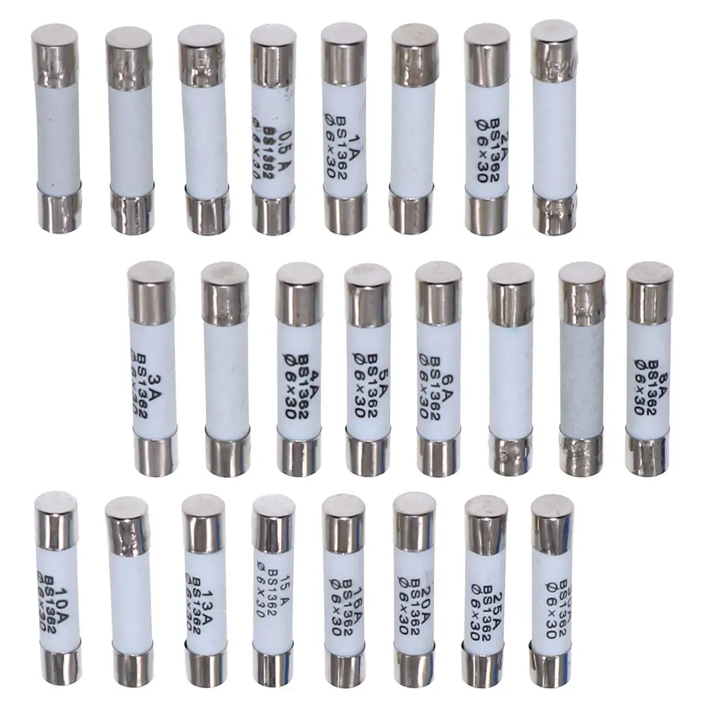 120Pcs 24Value 6x30mm Fast Blow Ceramic Fuse mix kit 250V 0.1A 0.2A 0.5A 1A 1.5A 2A 3A 3.15A 4A 5A 6A 7A 8A 10A 15A 16A 20A 30A