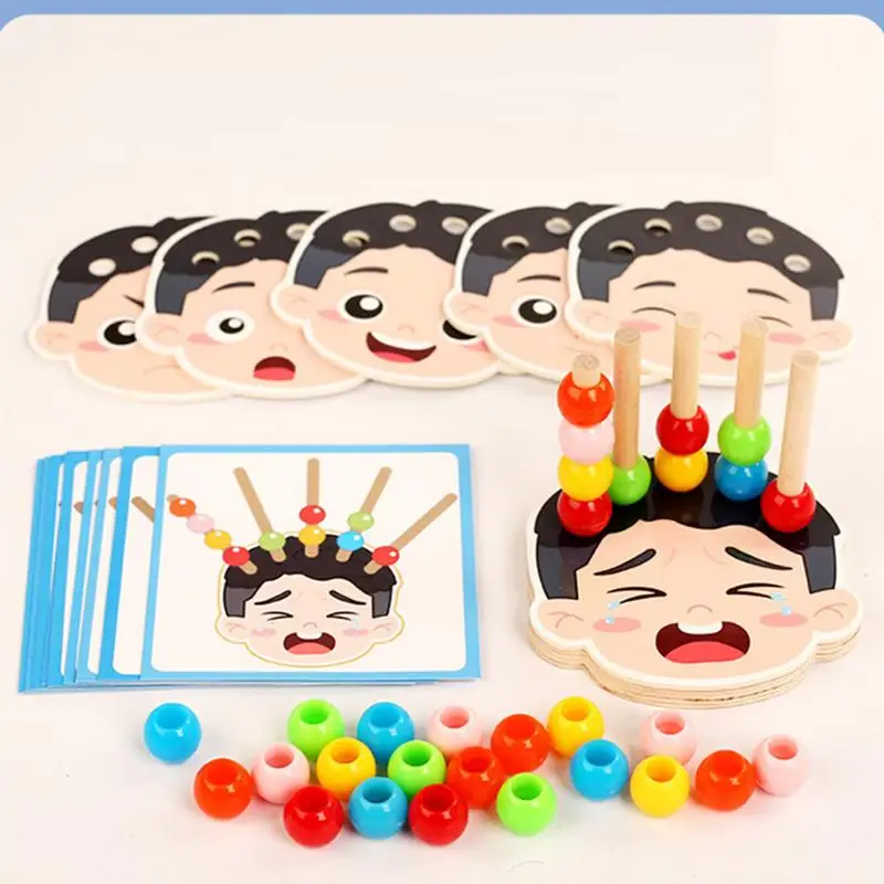 Wood Lacing Bead Toy Color Matching Sorter Color Recognition Game for Fine Motor Skills STEM Toys for Boy Girl Ages 3