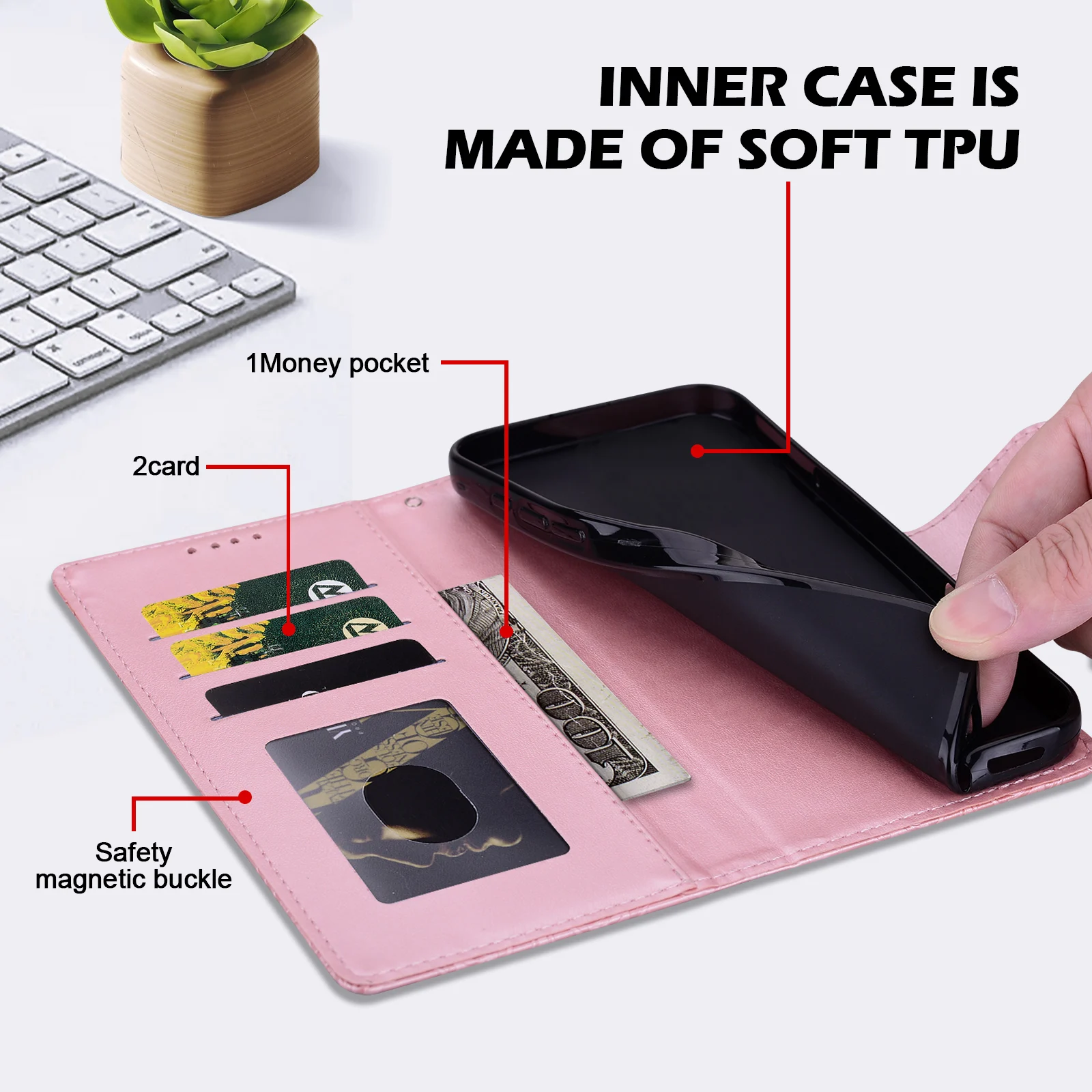Premium Magnetic Flip Wallet Leather Case - Elegant Protection