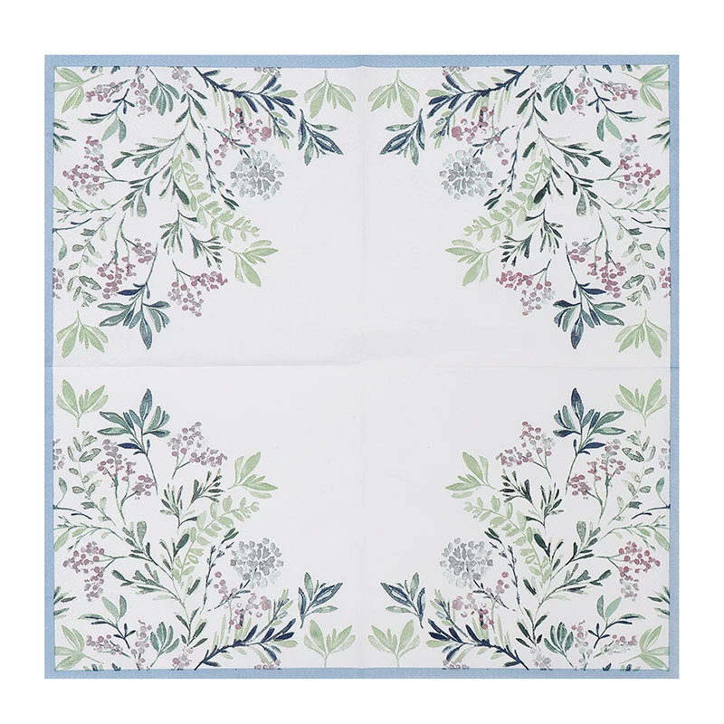 New Chinese Colourful Napkin Blue Printed Paper Napkin Facial Tissue Wedding Paper Butterfly Bone Bart 20pcs/pac 2-Ply 33c