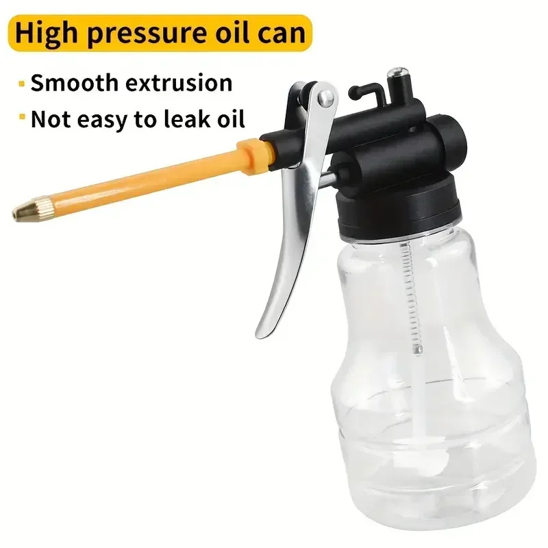 Oil Can 250ml Transparent Plastic Machine Pump High Pressure Lubrication Oiler Grease Gun