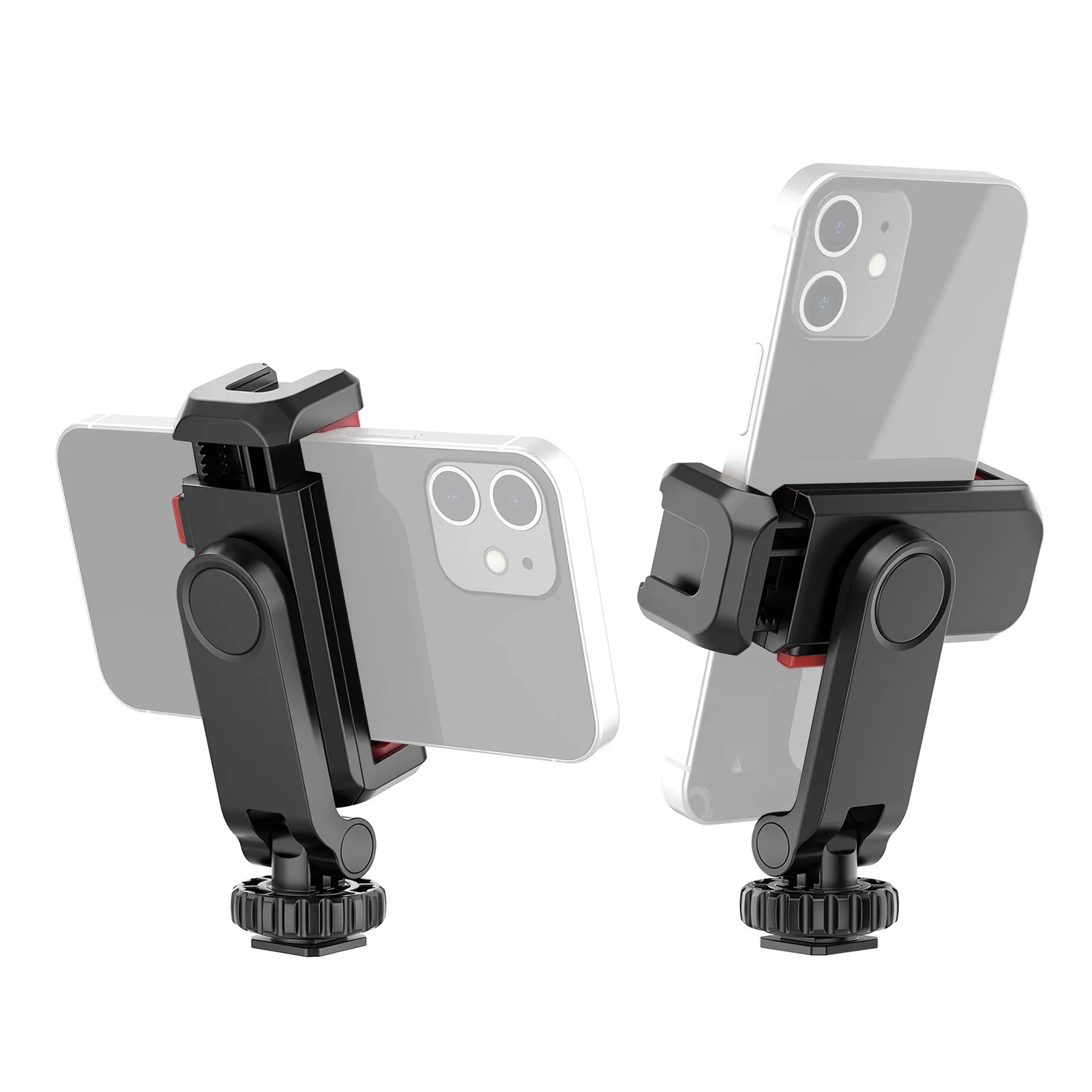 Cell Phone Tripod Mount Phone Tripod Mount Rotatable Dual Cold Shoe Mounts Cell Phone Tripod Mount for Smartphone Vlog Multi-functional Phone Holder Clamp