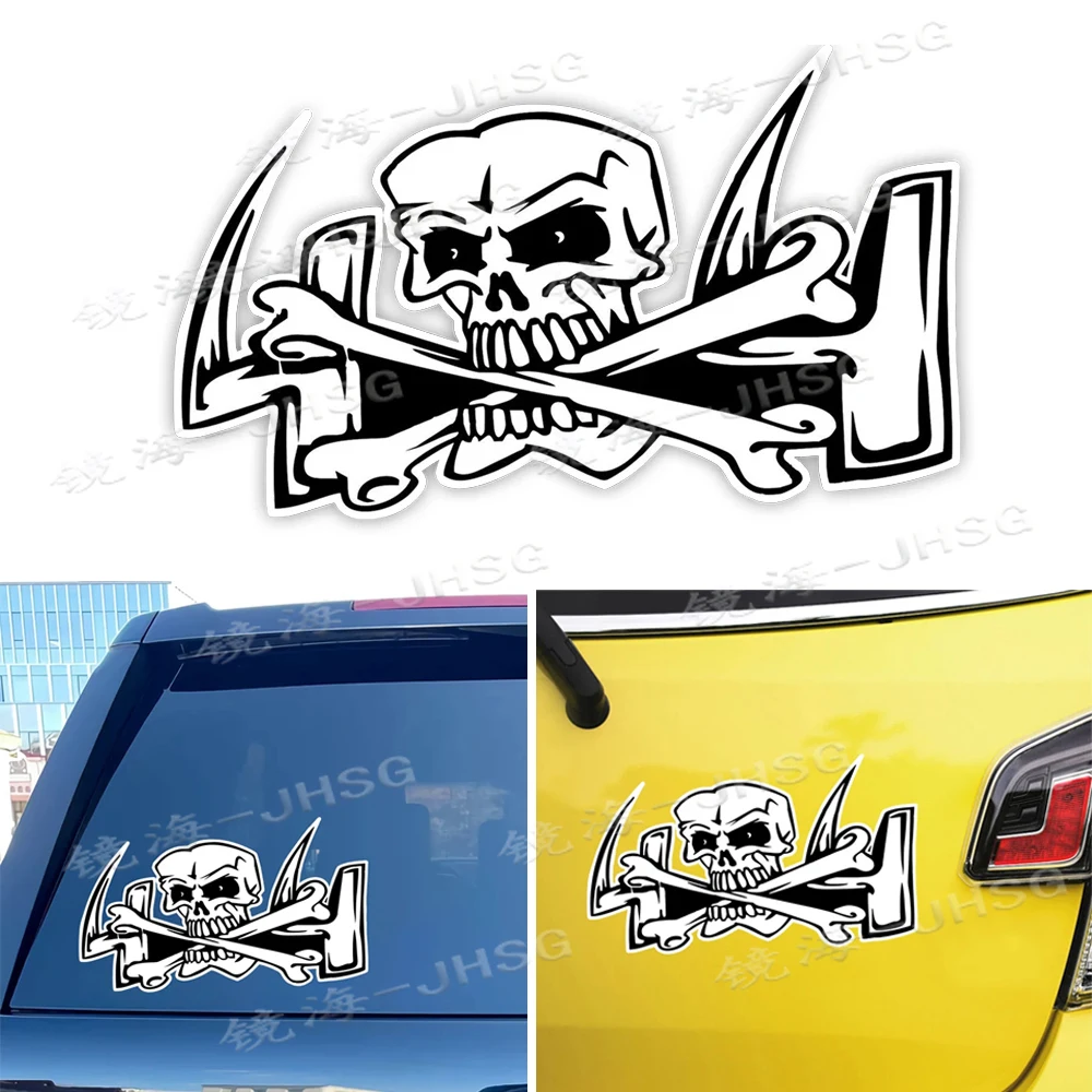 

Skull and Bones 4x4 Fun Car Stickers with Waterproof Vinyl Decals in White/black, Used for Car Sticker Styling