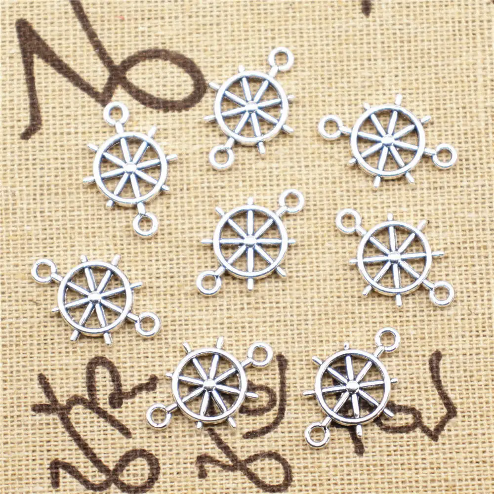 

Jewlery Trendy Craft Connector Rudder Antique Silver Color Pendants For Jewelry 15x20mm 10pcs