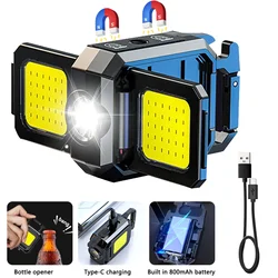 Compact Rechargeable COB Keychain Flashlight with 90° Foldable Side Lights (A - 1PC)
