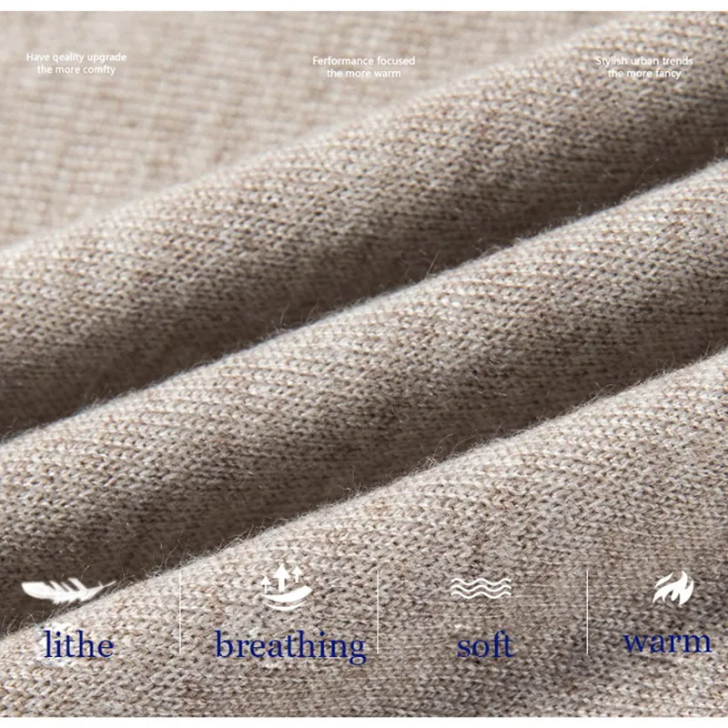 100% merino wool men's lapel pullover long sleeve POLO neck sweater loose top business casual knit bottoming shirt 4