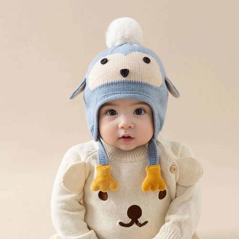 Headgear Kawaii Cartoon Beanie Caps Penguin Coldproof Winter Pullover Hats Soft Strap Design Knitted Warm Hat for Boys Girls