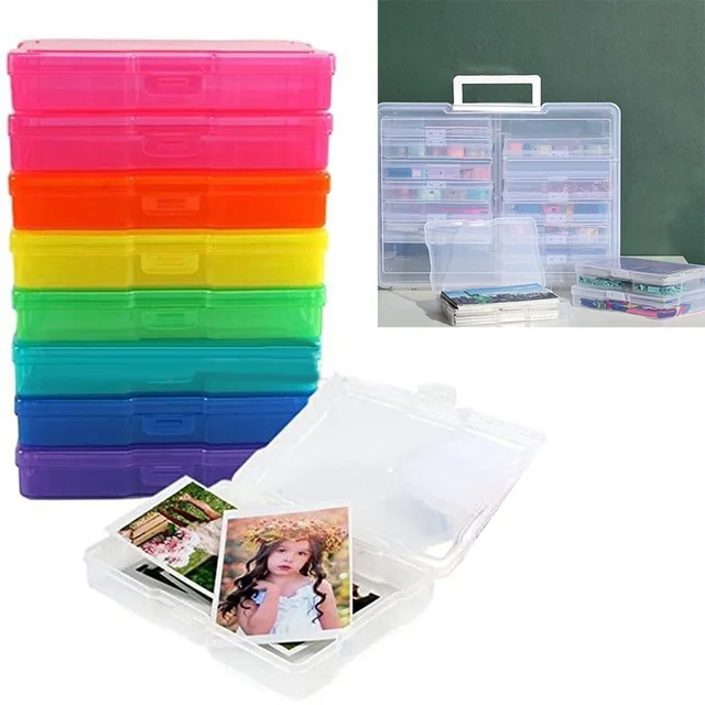 Novelinks Photo Case 4 x 6 Photo Box Storage - 16 Inner Photo Keeper Photo Organizer Cases Photos Storage Containers Box for Photos (Clear)