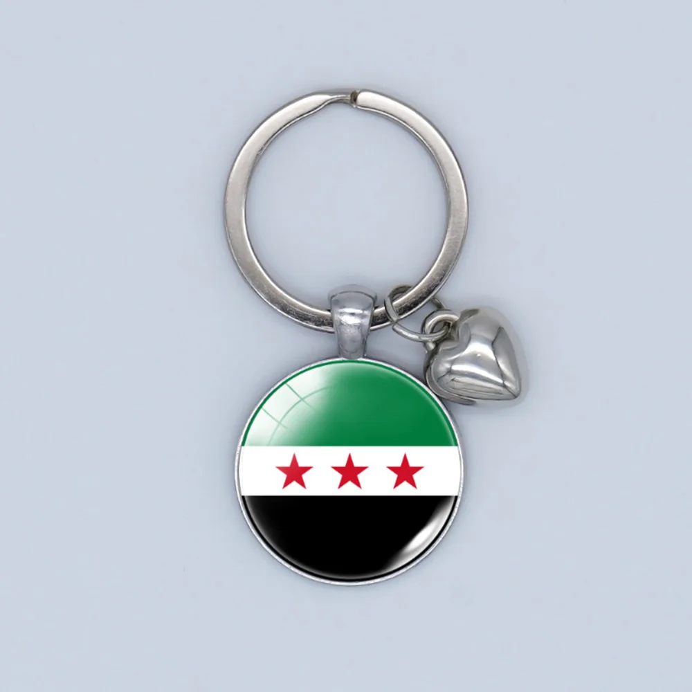 Car Pendant Keyring Syria National Flag Glass Cabochon Keychain Metal Keychain Fashion For Women Men Charm Bag Accessories