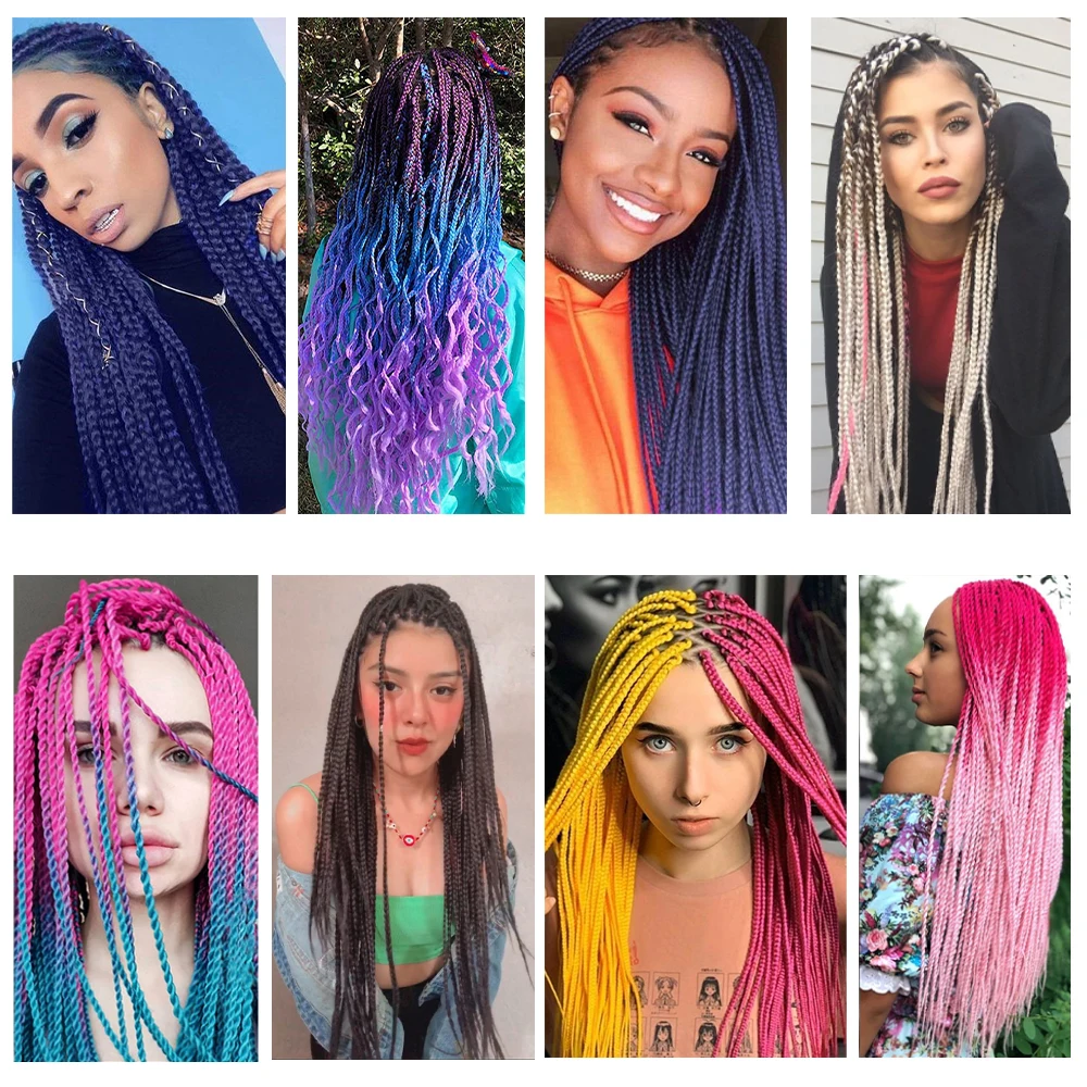 MISSQUEEN Braiding Hair 24 Inch Synthetic Hair Extensions 100g Giant Braided Hair Pack 101 Colors For Women Wig Hairpieces DIY