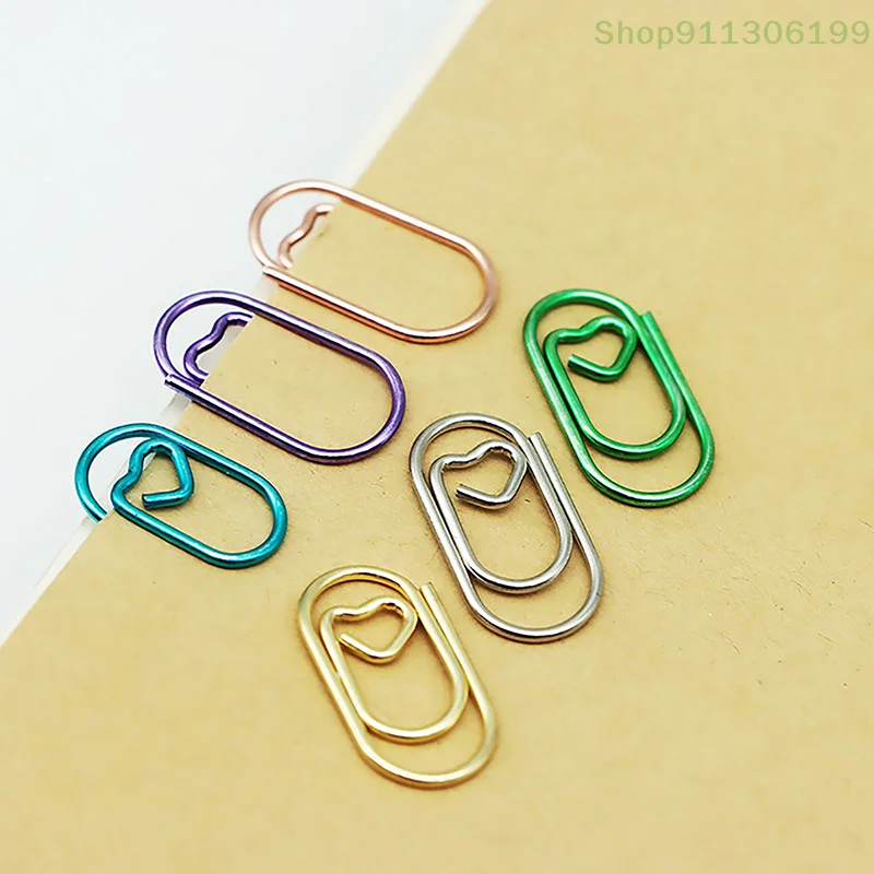 

50pcs Mini Love Heart Paper Clips Macaron Color Photo Tickets Holder Binder Clips Notebook Planner Bookmarks Office Supplies