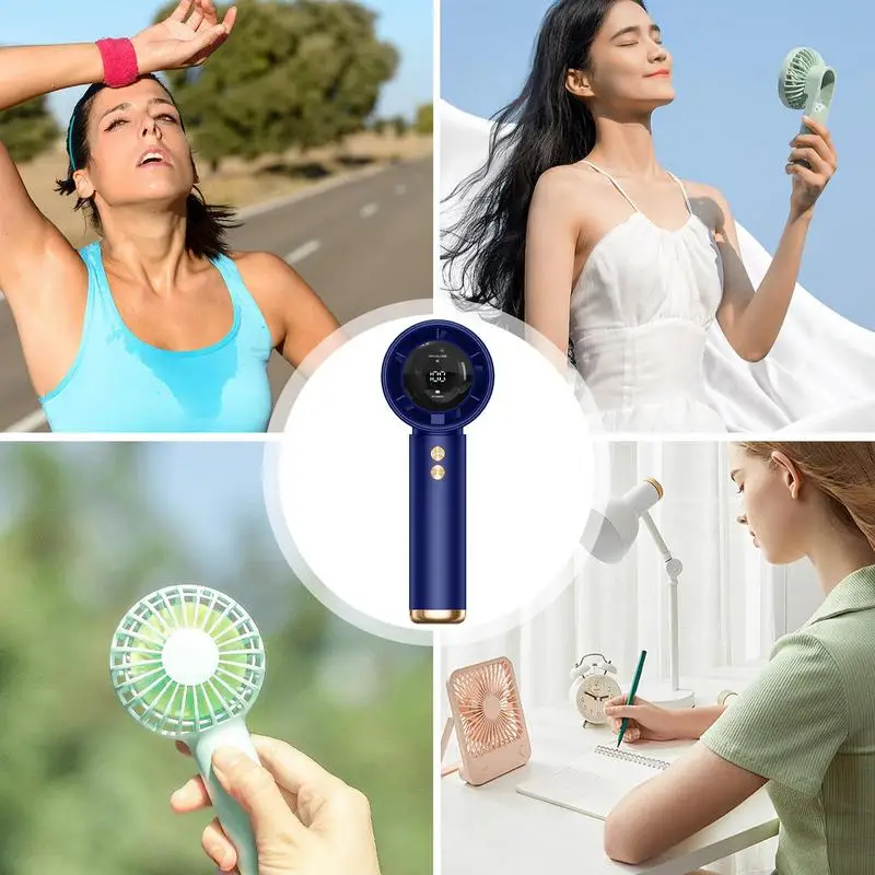 Handheld Fan Rechargeable Portable Turbo Fan 13000 Rpm Powerful Wind Battery Operated Air Circulator For Travel/Camping/Outdoor