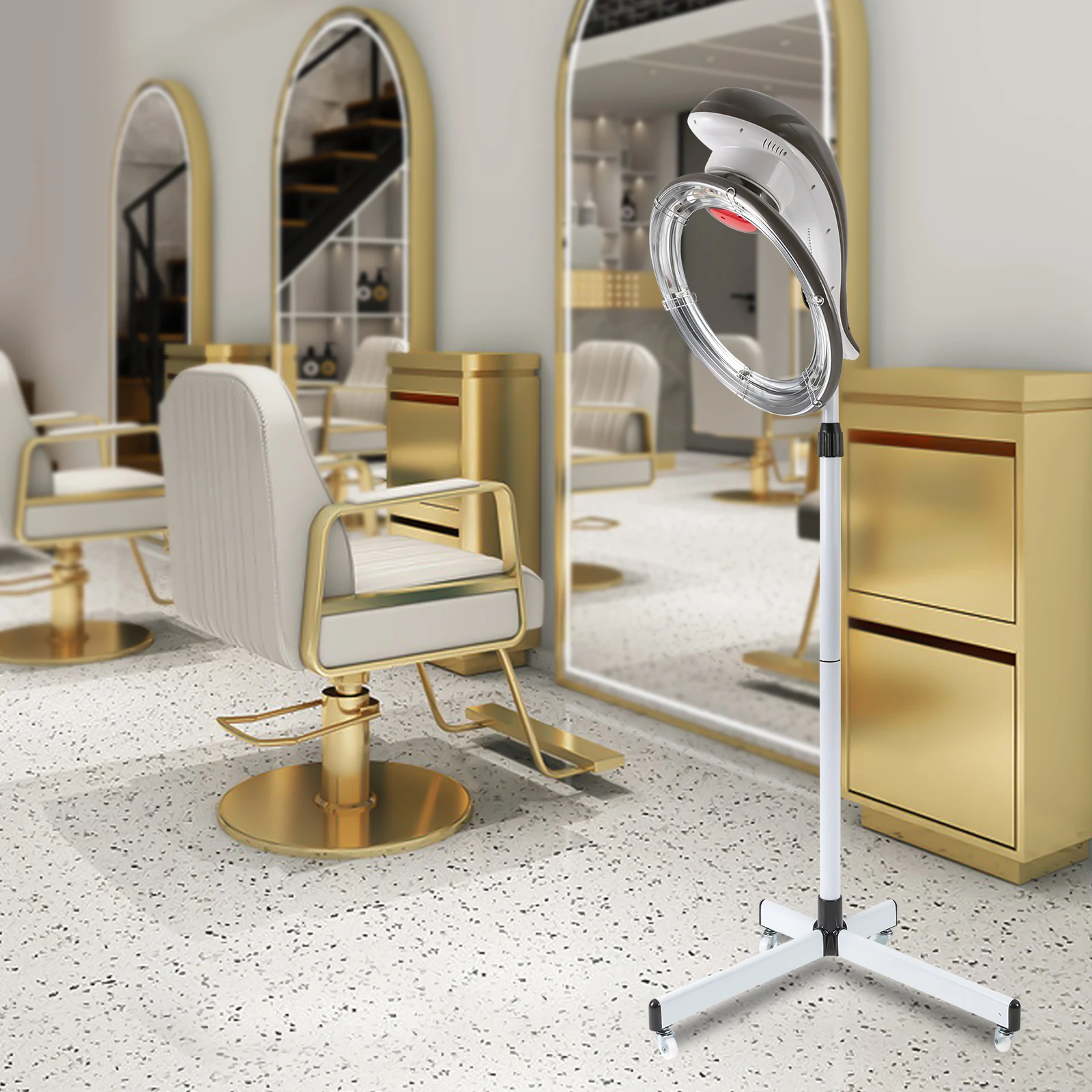 Hair Color Oven 950W Orbiting Rotating Hair Care Dyeing Heating Adjustable Height Adjustable Height Universal Wheels
