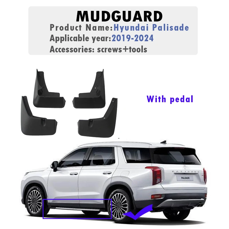 Front Rear 4pcs FOR Hyundai Palisade 2019-2024 Mud Flaps Guard Splash Mudflaps Mudguard Fender Car Accessories Styline