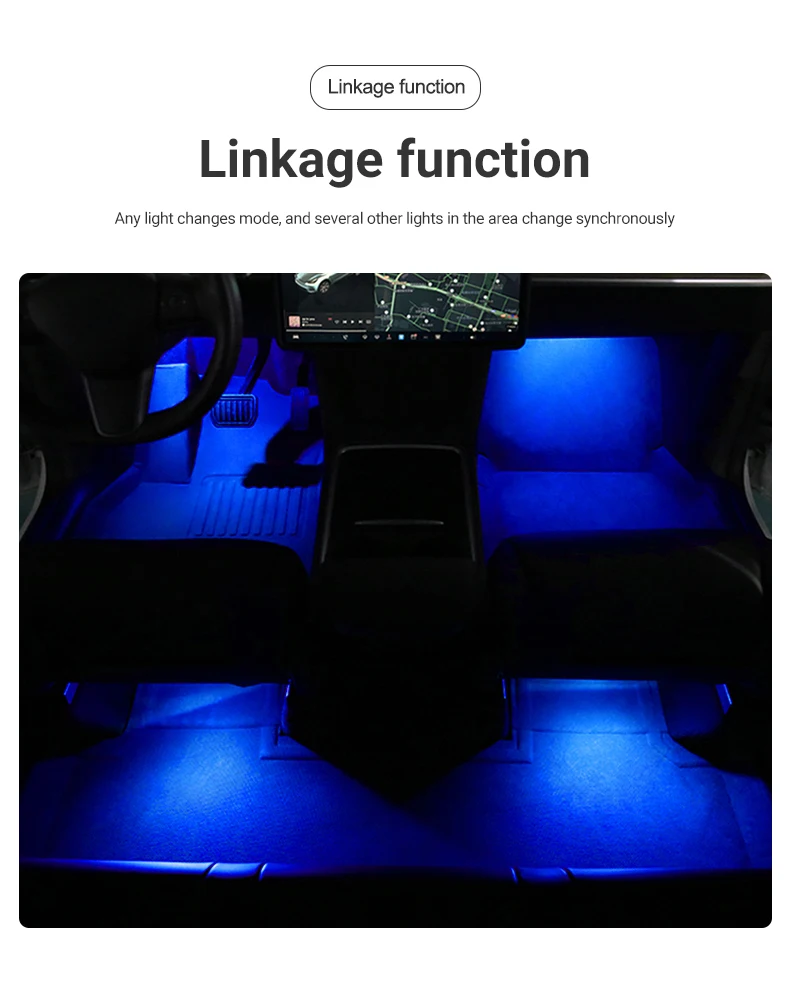Für Tesla Modell 3Y S X Auto LED Mehrere Farben Fußraum Umgebungs Lampe Innen Dekorative Atmosphäre Licht Auto Trim Zubehör – Detail 4