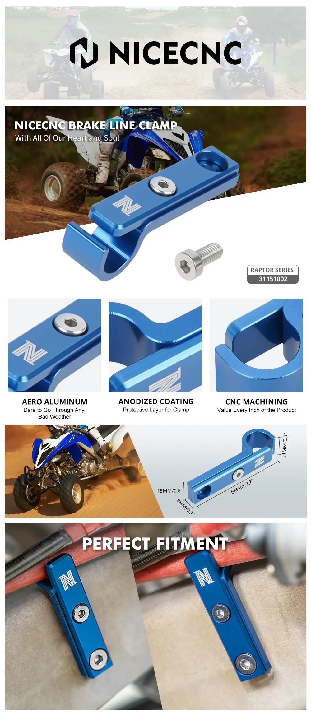 ATV-Bremsleitungsschlauchklemmenhalter für Yamaha Raptor 700 2012–2020 2019 2018 2017, YFM YFM700 YFM700R Motorrad-Bremsschlauchführung – Detail 2