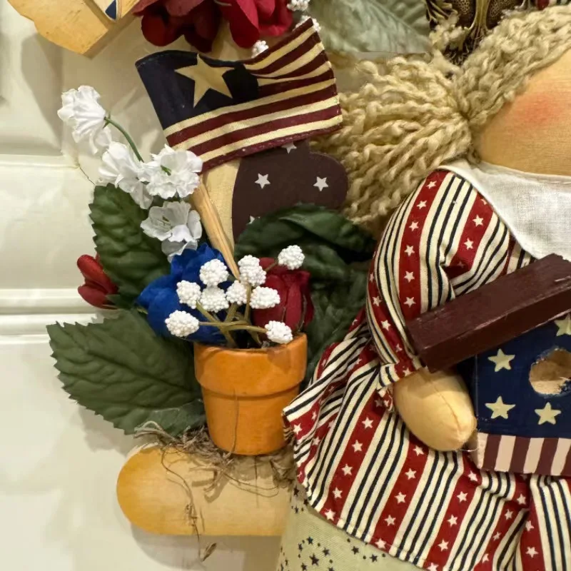 Creative doll pendant Pendant Door decoration Pastoral style straw woven children's room cute wall decoration