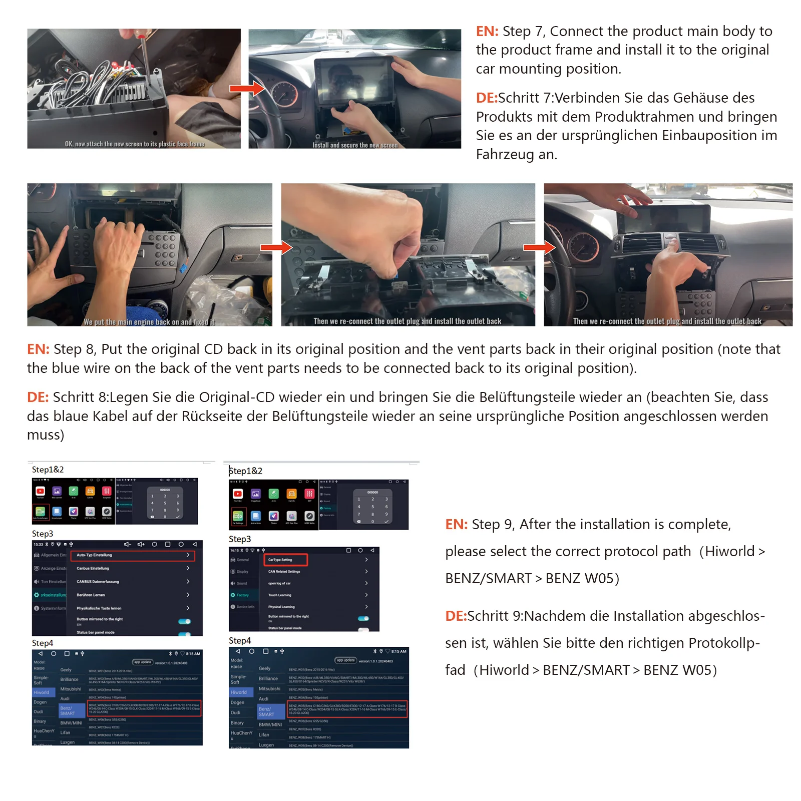 ESSGOO 2 DIN Kabelloses CarPlay 9" HD Touchscreen Autoradio für Mercedes Benz C-Klasse W204 2006-2011 GPS Navigation Android 13 64G Wifi FM BT Multimedia Video Player – Detail 5