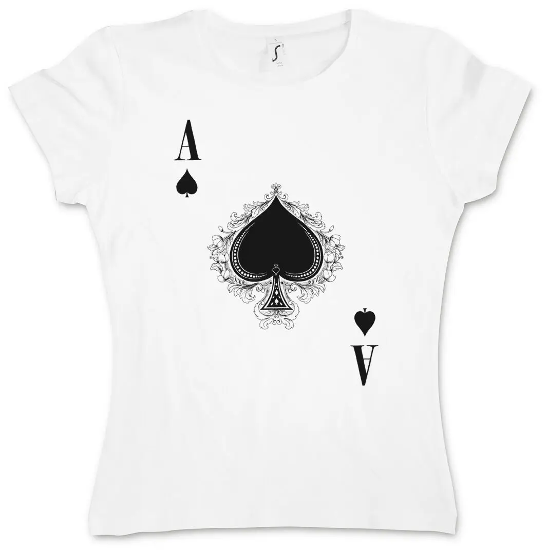 Ace Of Picche Iii T-Shirt Donna-Spade Poker Card Casino Karte Royal Flush Pik