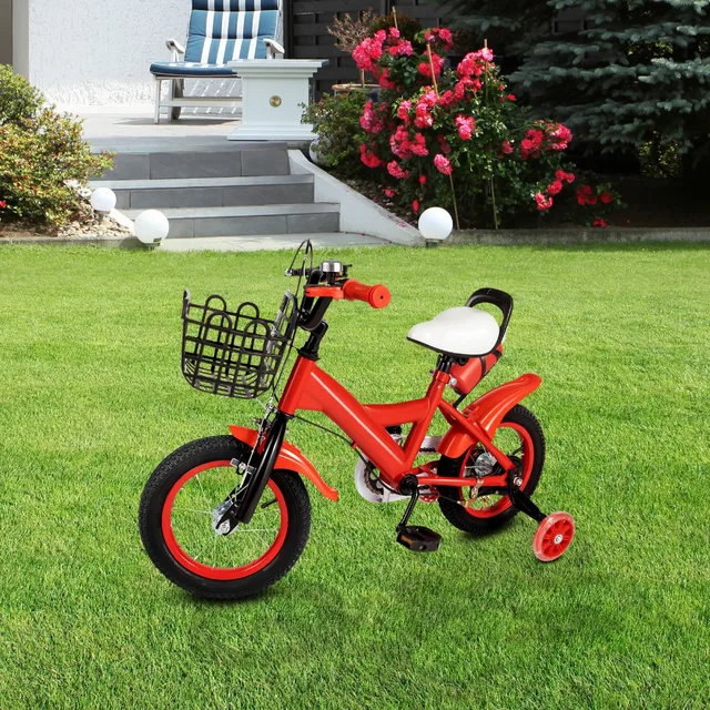Vélo pour enfants 12 pouces, rouge, léger (15,98 lb), cadre en acier au carbone durable, revêtement en plastique, taille compacte pour un rangement et un transport faciles 1