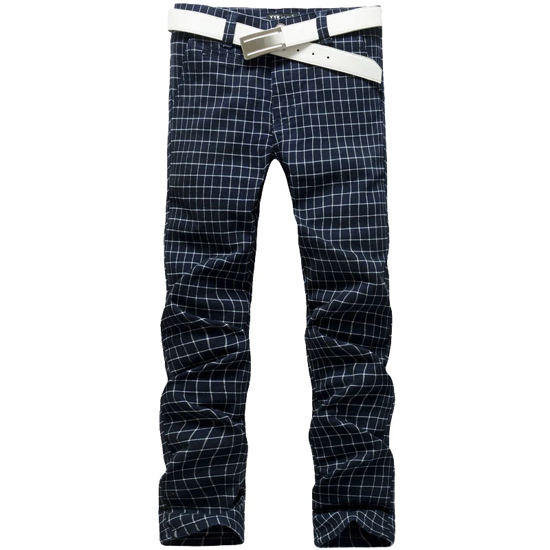 Plaid Pants Men Trousers Mens Fashion Casual High Quality Brand