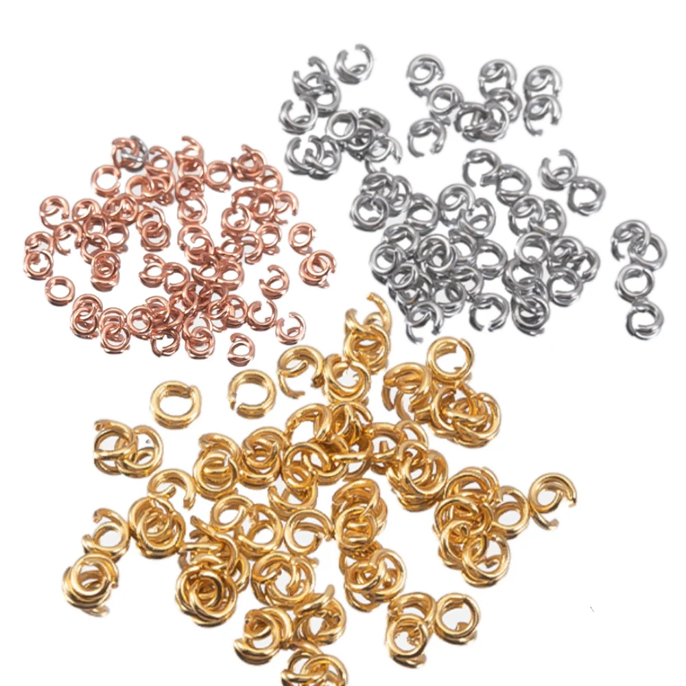 200pcs 100pcs 스테인레스 스틸 점프 반지 3-10mm 오픈 분할 반지 목걸이 팔찌 골드 컬러 커넥터 DIY 쥬얼리 만들기위한