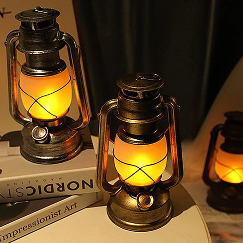 

25cm Retro Classic Ramadan Lamp Lighting LED Camping Eid Mubarak Islam PartyLanterns Wick Christmas Lights Adornment Oil Lamp