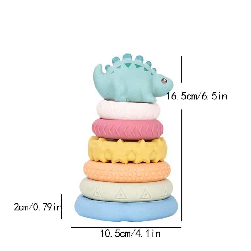 Baby Building Blocks Montessori Toys Cute Dinosaur Toddler Stacking Nesting & Sorting Toy for Boys Girls Early Learning Gifts