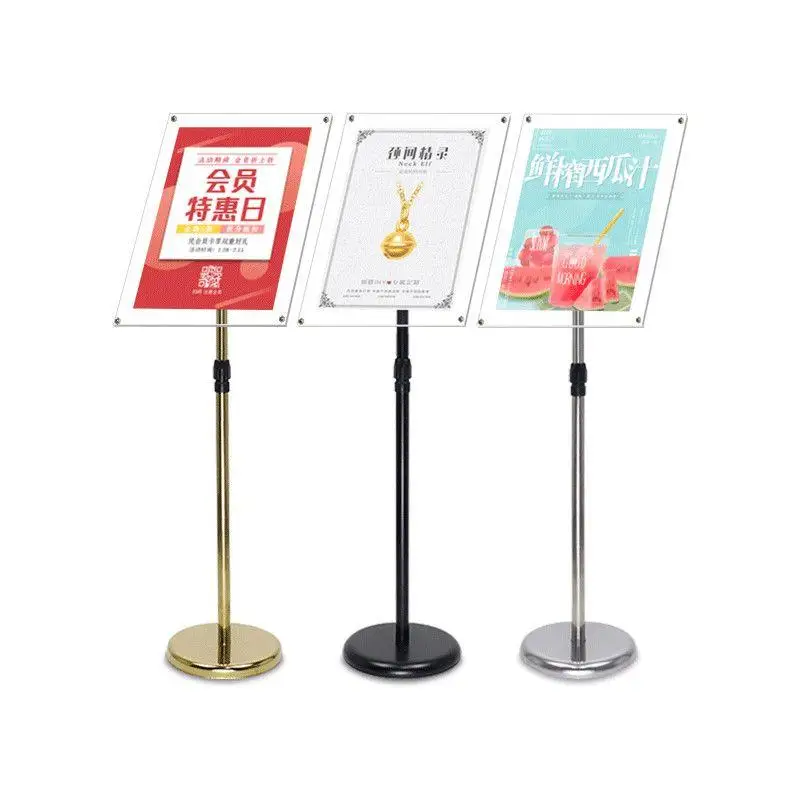 

Floor Type Stainless Steel Acrylic Poster Menu Display Stand Vertical Mall Promotion Billboard Advertising Publicize Sign Stand