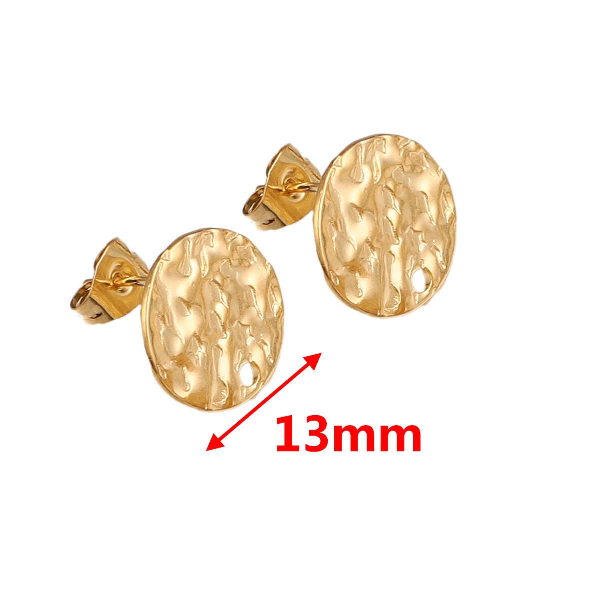 10pcs Stainless Steel Gold-Plate Embossing Tone Round Stud