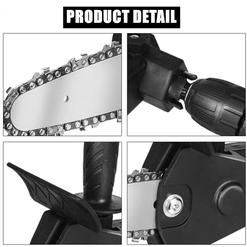 Electric Chainsaw Chain Saw Converter Bracket Electric Drill Converter Into Electric Chain Saw Portable Pruning Saw 4 Inch Chainsaw Bracket W/ Spare Chain