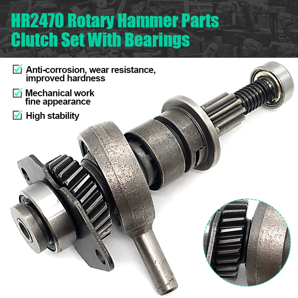 

Replace For Makita HR2470 HR 2470 Rotary Hammer Clutch Set Shaft Gear Swash Bearing Spring Spare Parts Power Tool Accessories