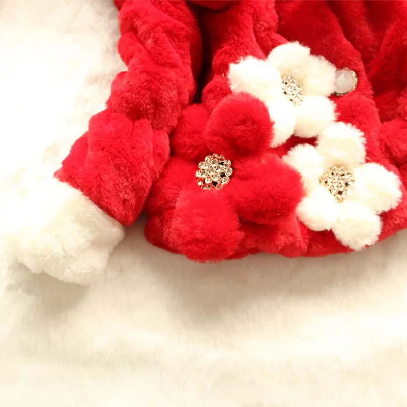 Girl's New Winter Coat With Fashionable Three-Dimensional Large Flower Lapel Long Sleeved Warm Woolen Sweater Children Jacket Womens Jacket