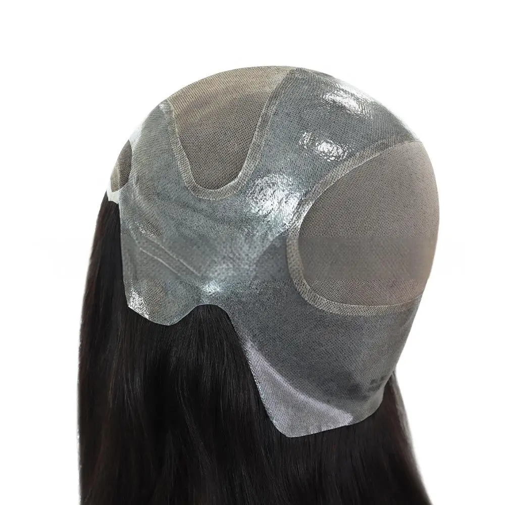 Chinese Cuticle Remy Hair Medical Wig French Lace In Front With Fine Mono Lace