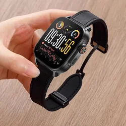 Premium 22mm Leather - Silicone Magnetic Loop Watch Strap Bracelet Accessories for Realme Watch S2 (Black)
