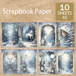 10 Sheets A5 Size Christmas Winter Snow Scene Girl Street Light Vintage Grunge Journal Planning Scrapbooking