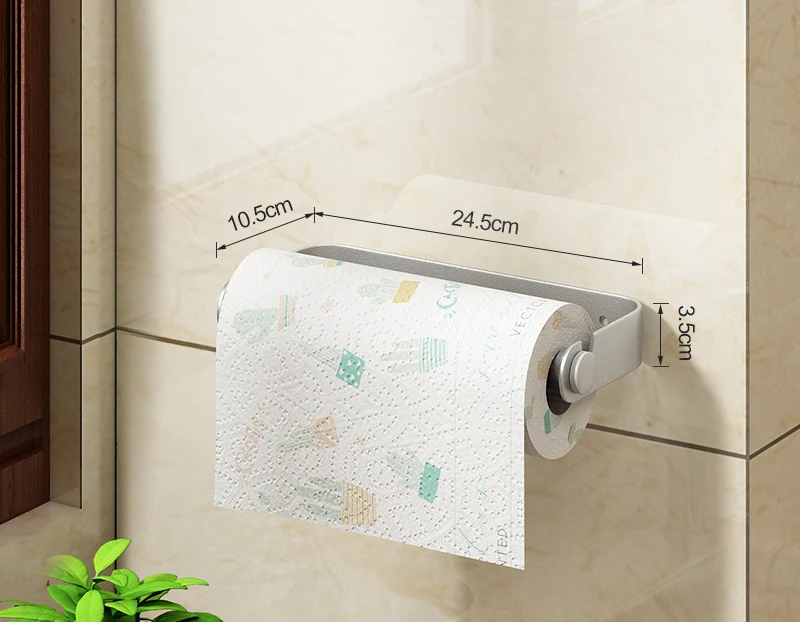 

Wall mounted fresh-keeping film storage and arrangement rack Roll paper duster hanger Black aluminum kitchen paper towel rack