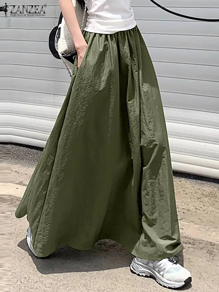 Polyamide Long Skirt Elastic Waist Casual Streetwear