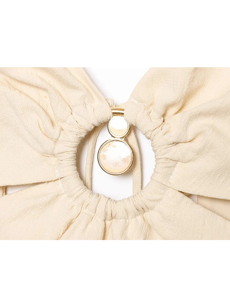 TFMLN Summer Women Hollow Slip Dress Solid Sexy V-Neck Backless Sleeveless Cut Design Long Dress Elegant Slit Hem Slim Evening