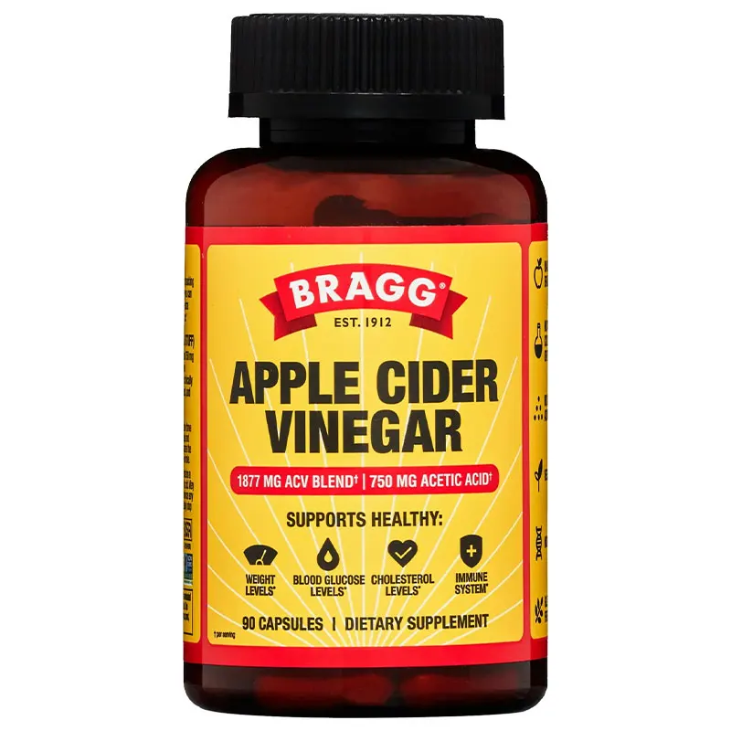 Bragg Apple Cider Vinegar Energy-Vitamin D3 & Zinc 1877mg ACV + 750mg Acetic Acid Weight Management Immunity Cholesterol apple cider vinegar supplement