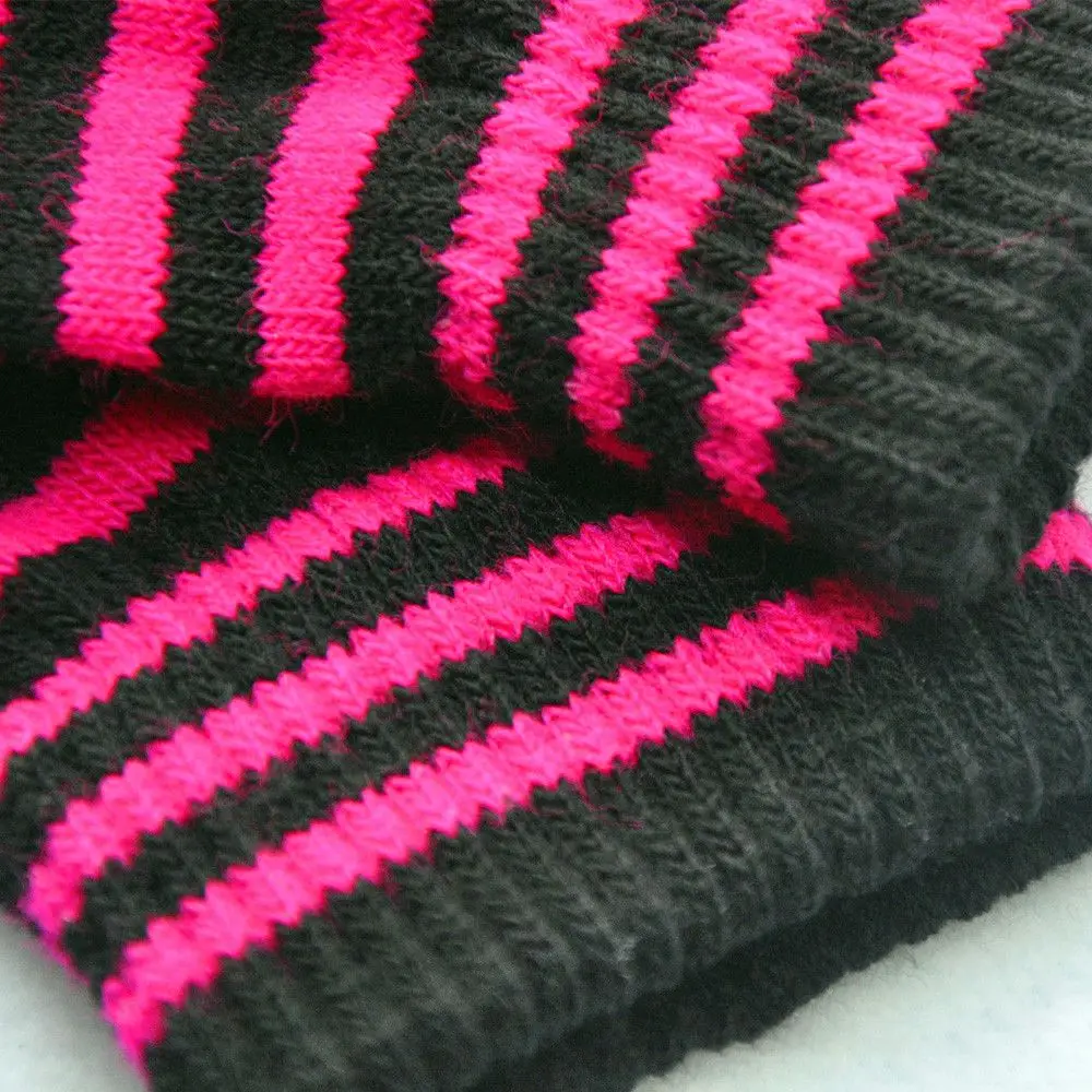 Unisex Gestreifte Einheitsgröße Fingerlose Handschuhe Gothic Stricken Fingerlose Handschuhe Stripey Warme Winter Strickhandschuhe Student – Detail 9