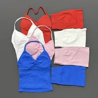 2 Pieces Impact Sports Set Women Backless Tank Yoga Tops High Waist Scrunch Seamless Shorts Sport Gym Set Sportswear Workout Set - Image 2