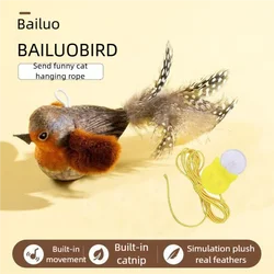 Interactive Plush Bird Cat Toy with Chirping Sound and Flapping Wings (GRAY)