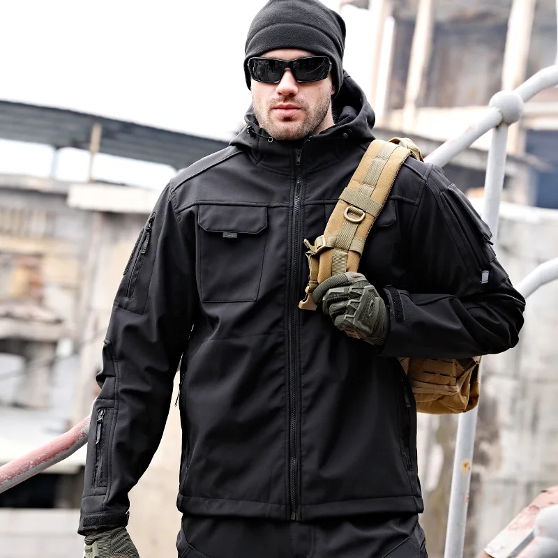 Autumn and Winter Sharkskin Tactical Soft Shell Hardshell Windbreaker Waterproof Outdoor Coat